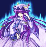  bad_id bad_pixiv_id book hat long_hair miya_(tsumazukanai) patchouli_knowledge purple_hair ribbon solo touhou 