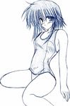  bad_anatomy ballpoint_pen_(medium) blue lowres mayumi_thyme monochrome one-piece_swimsuit school_swimsuit scluge short_hair shuffle! sidelocks solo swimsuit traditional_media 