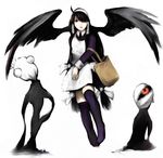  apron artist_request bag black_hair flying hair_wings head_wings long_hair lucu_lucu lucuha ribbon solo thighhighs 