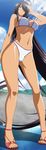  absurdres bikini black_hair breasts feet high_heels highres ikkitousen ikkitousen_great_guardians kan'u_unchou large_breasts long_hair sandals screencap shoes solo stitched swimsuit third-party_edit toes underboob very_long_hair 