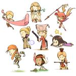  arithmetician_(fft) arrow bad_id bad_pixiv_id chibi dancer_(fft) dragoon dragoon_(fft) feathers final_fantasy final_fantasy_tactics gun hat knife magic momigara_(mmgrkmnk) multiple_girls mystic_(fft) orator_(fft) polearm rapha_galthena spear staff thief_(fft) tietra_heiral weapon white_mage white_mage_(fft) 