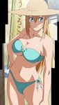  bandeau bikini breasts hat highres ikkitousen ikkitousen_great_guardians large_breasts screencap side-tie_bikini solo sonsaku_hakufu stitched straw_hat sun_hat swimsuit third-party_edit underboob 