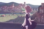  animal_ears cat_ears landscape maid nyaou original scenery short_hair solo tail town 