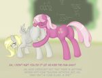  amber_eyes anus cheerilee_(mlp) cutie_mark derpy_hooves_(mlp) dialog dialogue duo english_text equine female feral friendship_is_magic hair horse lesbian looking_back mammal my_little_pony pegasus pink_hair pony pussy text two_tone_hair v-invidia wings 