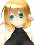  aqua_eyes bad_id bad_pixiv_id blonde_hair blush long_pointy_ears looking_at_viewer mizuhashi_parsee pointy_ears shirt short_hair sleeveless sleeveless_shirt solo touhou yutazou 