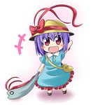  alternate_costume blush_stickers bow chibi fish hat hat_bow ichimi kindergarten_uniform nagae_iku oarfish purple_hair red_eyes school_hat school_uniform short_hair solo touhou younger 