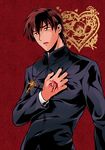  brown_eyes brown_hair command_spell cross cross_necklace fate/zero fate_(series) hand_on_own_chest jewelry kotomine_kirei male_focus naiya necklace solo 