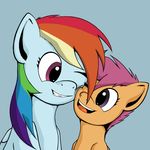 cub dashaloo duo equine female feral friendship_is_magic hair horse mammal multi-colored_hair my_little_pony one_eye_closed pegasus pony purple_eyes purple_hair rainbow_dash_(mlp) rainbow_hair scootaloo_(mlp) wings young 