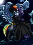  batman_(series) blackbewhite2k7 blue_eyes catwoman clothing crossover duo equine female flying friendship_is_magic hair hi_res horn horse lesbian mammal mask melancholysanctuary multi-colored_hair my_little_pony pegasus pony rainbow_dash_(mlp) rainbow_hair rarity_(mlp) unicorn wings 