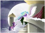  cloud cutie_mark duo equine eyes_closed female feral friendship_is_magic hair hi_res horn horse mammal multi-colored_hair musical_note my_little_pony night pony princess princess_celestia_(mlp) royalty twilight_sparkle_(mlp) unicorn winged_unicorn wings 