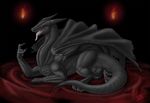  dragon feral horn lying male paws red_eyes solo tongue torch wings 