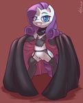  atryl blue_eyes cape chest_tuft clothing cutie_mark equine fangs female friendship_is_magic fur hair horn horse long_hair looking_at_viewer mammal my_little_pony navel plain_background pony purple_hair pussy rarity_(mlp) slit_pupils solo standing tuft unicorn vampire 