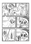  anus applejack_(mlp) barn black_and_white blush comic cutie_mark dialog dialogue duo english_text equine female feral freckles friendship_is_magic hay horse kyokimute lesbian mammal monochrome my_little_pony open_mouth pegasus plain_background pony pussy rainbow_dash_(mlp) saliva saliva_string spreading text white_background wing_boner wings 