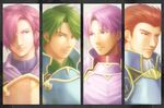  armor column_lineup fire_emblem fire_emblem:_monshou_no_nazo green_eyes green_hair hair_over_one_eye kinoeneko male_focus multiple_boys pink_eyes pink_hair purple_eyes red_eyes red_hair roshea sedgar short_hair vyland wolf_(fire_emblem) 