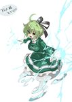  ahoge bad_id bad_pixiv_id cis_(carcharias) dress electricity ghost_tail green_dress green_hair hat multiple_tails short_hair soga_no_tojiko solo tail tate_eboshi touhou yellow_eyes 