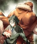  armor bad_id bad_pixiv_id black_eyes black_hair boushiya_goyachanpuru cape command_spell fate/zero fate_(series) green_eyes green_hair male_focus multiple_boys necktie red_hair rider_(fate/zero) waver_velvet 