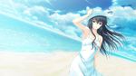  beach black_hair clouds crying dress game_cg hat ishii_hisao sky summer_dress tagme_(character) tears tokyo_babel water 