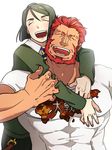  bad_id bad_pixiv_id beard black_hair facial_hair fate/zero fate_(series) hug hug_from_behind male_focus multiple_boys muscle red_hair rider_(fate/zero) rugo12 waver_velvet 