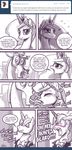  comic crown dialog dialogue discord_(mlp) draconequus english_text equine female feral friendship_is_magic hair horn horse john_joseco kissing long_hair making_out male mammal monochrome my_little_pony pony prince_blueblood_(mlp) princess princess_celestia_(mlp) royalty sad text tiara tumblr unicorn winged_unicorn wings 