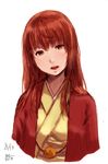 buratei_marii highres japanese_clothes joshiraku looking_at_viewer portrait red_hair solo yanagida_fumita 