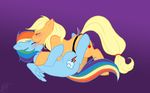  blonde_hair blush cutie_mark deejayhan dildo duo equine eyes_closed female feral freckles friendship_is_magic hair horse lesbian mammal multi-colored_hair my_little_pony pegasus plain_background plain_background_(mlp) pony rainbow_dash_(mlp) rainbow_hair sex_toy strapon wings 