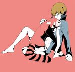  animal bad_id bad_pixiv_id barefoot brown_hair character_request male_focus red_panda shiro_(reptil) simple_background solo tennis_no_ouji-sama 