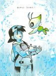  backpack backwards_hat bag baseball_cap black_hair celebi creature flying gen_2_pokemon gold_(pokemon) hat jacket kinashi legendary_pokemon open_mouth pokemon pokemon_(creature) pokemon_(game) pokemon_gsc smile tegaki 