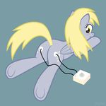  blush cutie_mark derpy_hooves_(mlp) electrostimulation equine female feral friendship_is_magic horse jepso mammal my_little_pony pegasus plain_background pony solo wings yellow_eyes 