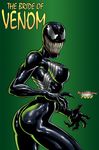  breasts butt claws english_text female green_background marvel nick_law nicklaw nipples nude oddly_sexy plain_background she-venom solo standing symbiote teeth text venom venom_(spider-man) white_eyes 