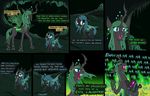  blue_eyes changeling comic cute dialog dialogue english_text equine eyes_closed fangs female feral friendship_is_magic green_eyes green_hair hair horn laugh mammal my_little_pony omny87 queen_chrysalis_(mlp) text wings 