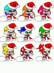  @bee christmas cosplay holidays humanoid inkling multiple_images nintendo octoling santa_claus simple_background solo splatoon splatoon_2 video_games white_background 