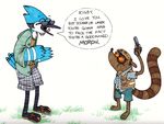  bird blue_jay english_text eyewear male mammal mordecai raccoon regular_show rigby sunglasses text wyngaed 