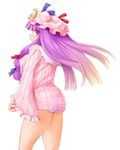  ass babydoll blush breasts crescent hat kasuga_yukihito large_breasts long_hair nightgown panties patchouli_knowledge purple_eyes purple_hair revision see-through solo striped striped_panties touhou underwear 