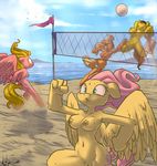  angry anthro anthrofied applejack_(mlp) areola atryl atrylplus avian ball beach beach_ball bird breasts cloud cutie_mark equine female flag fluttershy_(mlp) friendship_is_magic hammer hooves horse jumping mad mammal my_little_pony net nipples nude pegasus pony pussy running sand sea seaside shocked sky volleyball water wings 