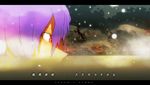  bathing bubble_blowing letterboxed nagae_iku onsen partially_submerged purple_hair red_eyes siirakannu snow solo steam touhou translated 