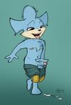  blue_body clothing cub cum erection league_of_legends male masturbation nipple_piercing nipples orgasm packmind pants pants_down penis piercing rumble solo yordle young 