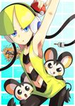  1girl blonde_hair emolga gym_leader hora_(hora06) kamitsure_(pokemon) poke_ball pokeball pokemon pokemon_(game) pokemon_bw zebstrika 