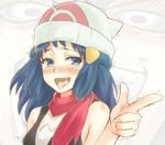  ahegao bad_id bad_pixiv_id bare_shoulders beanie blue_eyes blue_hair blush collarbone hair_ornament hat hikari_(pokemon) open_mouth pointing pokemon pokemon_(game) pokemon_dppt red_scarf saliva scarf solo tears tongue tongue_out trembling turizao upper_body 