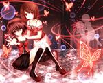  amakura_mayu amakura_mio bandages bare_shoulders blouse boots brown_hair bug butterfly fatal_frame insect knee_boots loafers mogu_(au1127) multiple_girls red_eyes shoes short_hair siblings sisters skirt 