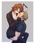  1boy 1girl ass ass_grab avengers black_widow black_widow_(marvel) bodysuit breasts clint_barton couple eye_contact hand_on_ass hawkeye_(marvel) large_breasts looking_at_another marvel mcu natasha_romanoff red_hair short_hair sunglasses 