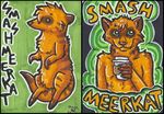  ambiguous_gender badge_art coffee fur meerkat smash smashmeerkat striped_fur 
