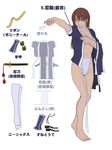  absurdres breasts brown_hair bula choker dead_or_alive dressing flat_color fundoshi hair_down highres japanese_clothes kasumi_(doa) long_hair medium_breasts ninja no_bra short_sleeves solo standing thighhighs translation_request 