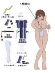  absurdres breasts brown_hair bula choker dead_or_alive dressing flat_color fundoshi hair_down highres japanese_clothes kasumi_(doa) large_breasts leaning_forward long_hair nipples solo standing thighhighs topless translation_request 