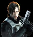  1boy gun leon_s_kennedy looking_at_viewer male male_focus official_art resident_evil resident_evil_damnation solo weapon 