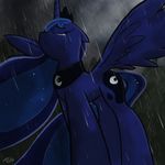 clouds crying cutie_mark equine female feral friendship_is_magic horn horse mammal moon my_little_pony necklace outside pony princess_luna_(mlp) rain solo sparkles standing tear tears thedracojayproduct winged_unicorn wings 