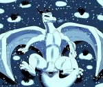  absurd_res animal_genitalia claws cloaca cloaca_juice dark dragon dreki female feral gaping gaping_cloaca grass hi_res horn krahe night nude presenting presenting_cloaca scales scalie smile smirk snout snow snowing solo western_dragon white_scales wings 