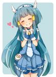  aoki_reika bike_shorts blue blue_hair blue_skirt blush closed_eyes cure_beauty dress ebo grin hair_tubes long_hair magical_girl precure skirt smile smile_precure! solo 