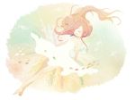  ayu_(mog) bad_id bad_pixiv_id blush bubble closed_eyes dress fish floating_hair long_hair open_mouth original pink_hair smile solo submerged underwater 