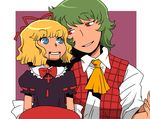  ascot blonde_hair blue_eyes doll green_hair kazami_yuuka medicine_melancholy multiple_girls onikobe_rin red_eyes ribbon short_hair touhou ventriloquism ventriloquist_dummy 