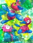  creature gen_1_pokemon gen_2_pokemon gen_4_pokemon highres no_humans omar pokemon pokemon_(creature) porygon porygon-z porygon2 traditional_media 